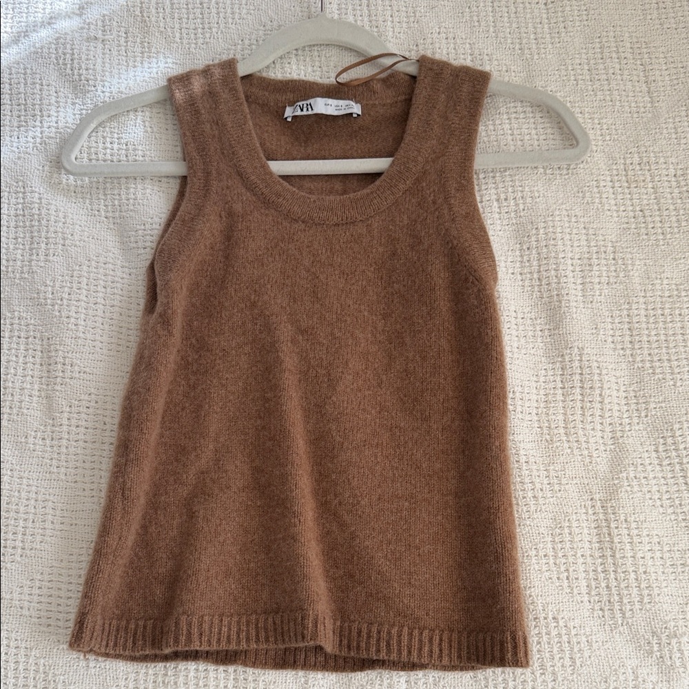 Zara Brown Knit Tank Top